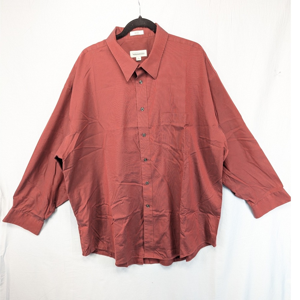 Joseph & Feiss Mens Red Long Sleeve Button Down‎ Shirt 19 34/35 Non Iron Cotton